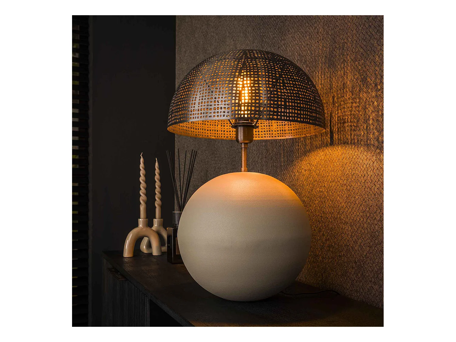 Lampe de table 1L Sphère Naturel L - Gris Naturel