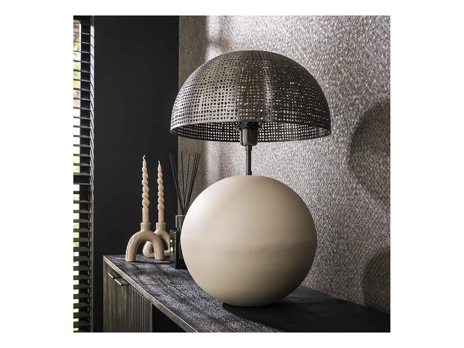 Lampe de table 1L Sphère Naturel L - Gris Naturel