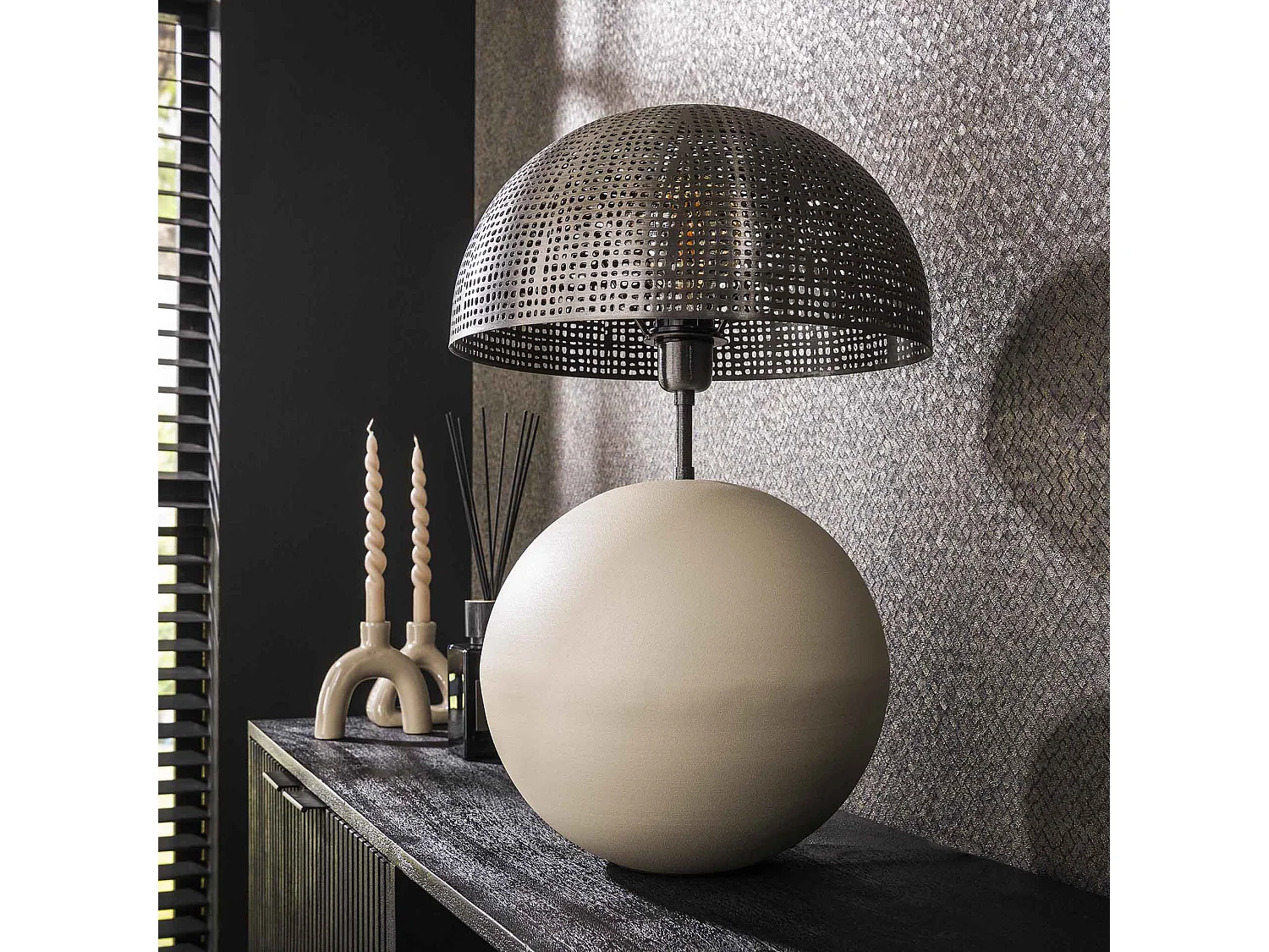 Lampe de table 1L Sphère Naturel L - Gris Naturel