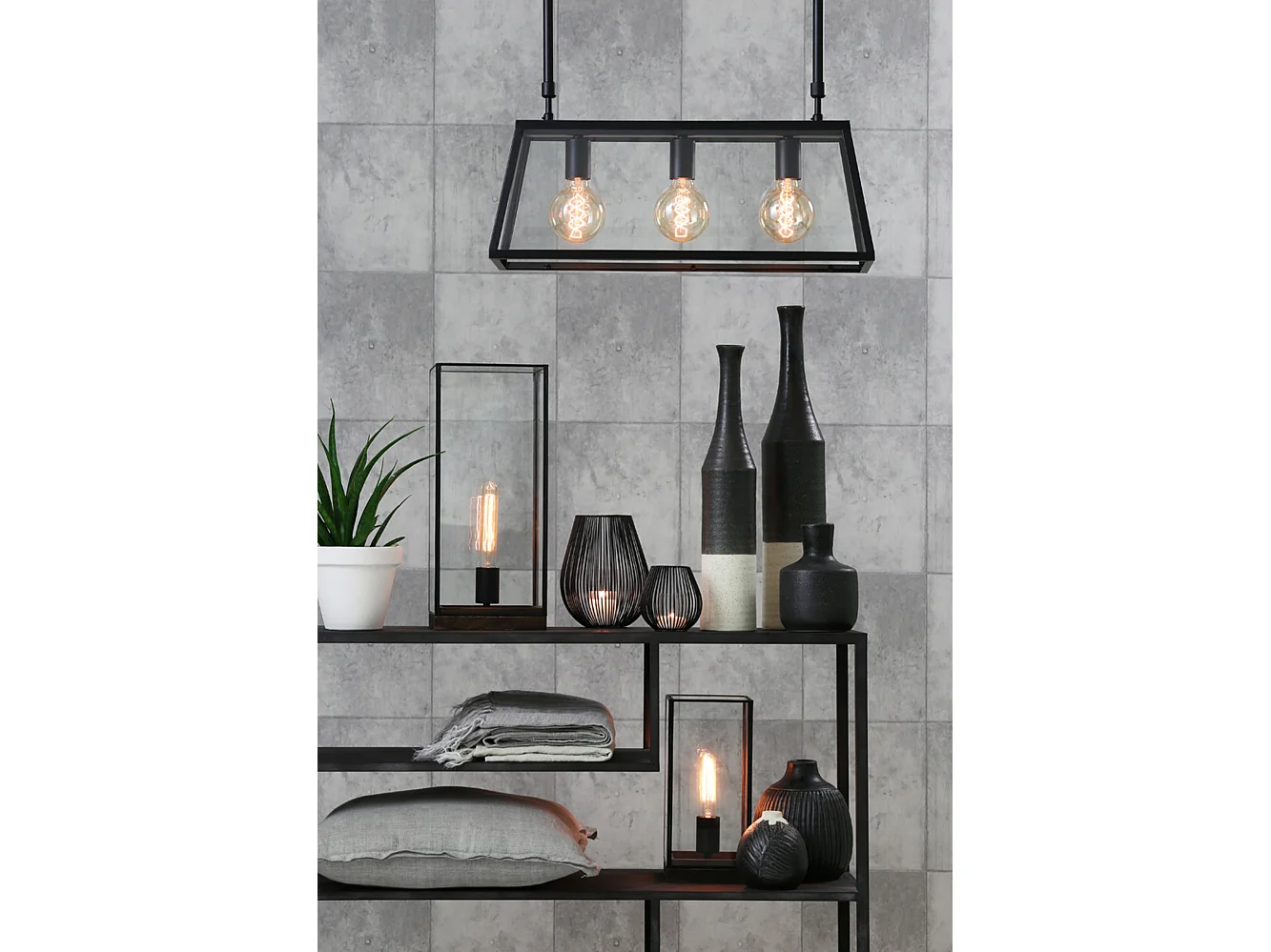 Base de lámpara MONTANA - 20x20x47,5 - Negro