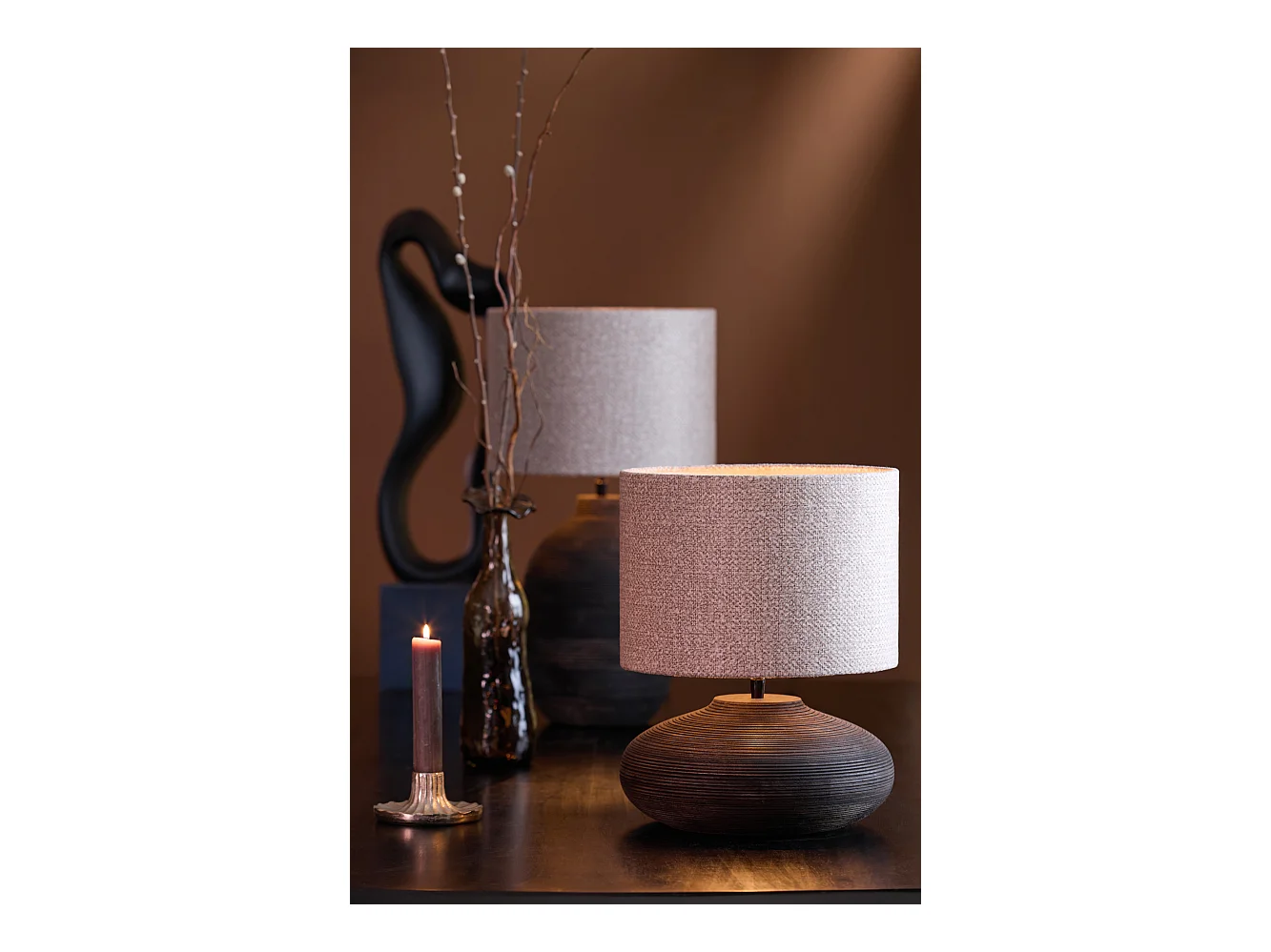 Pied de lampe KHOMAI - Ø30x23cm - Marron