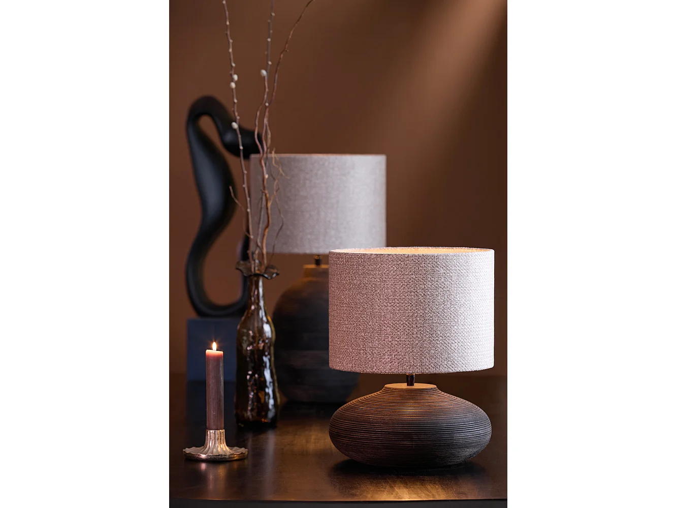 Pied de lampe KHOMAI - Ø30x23cm - Marron