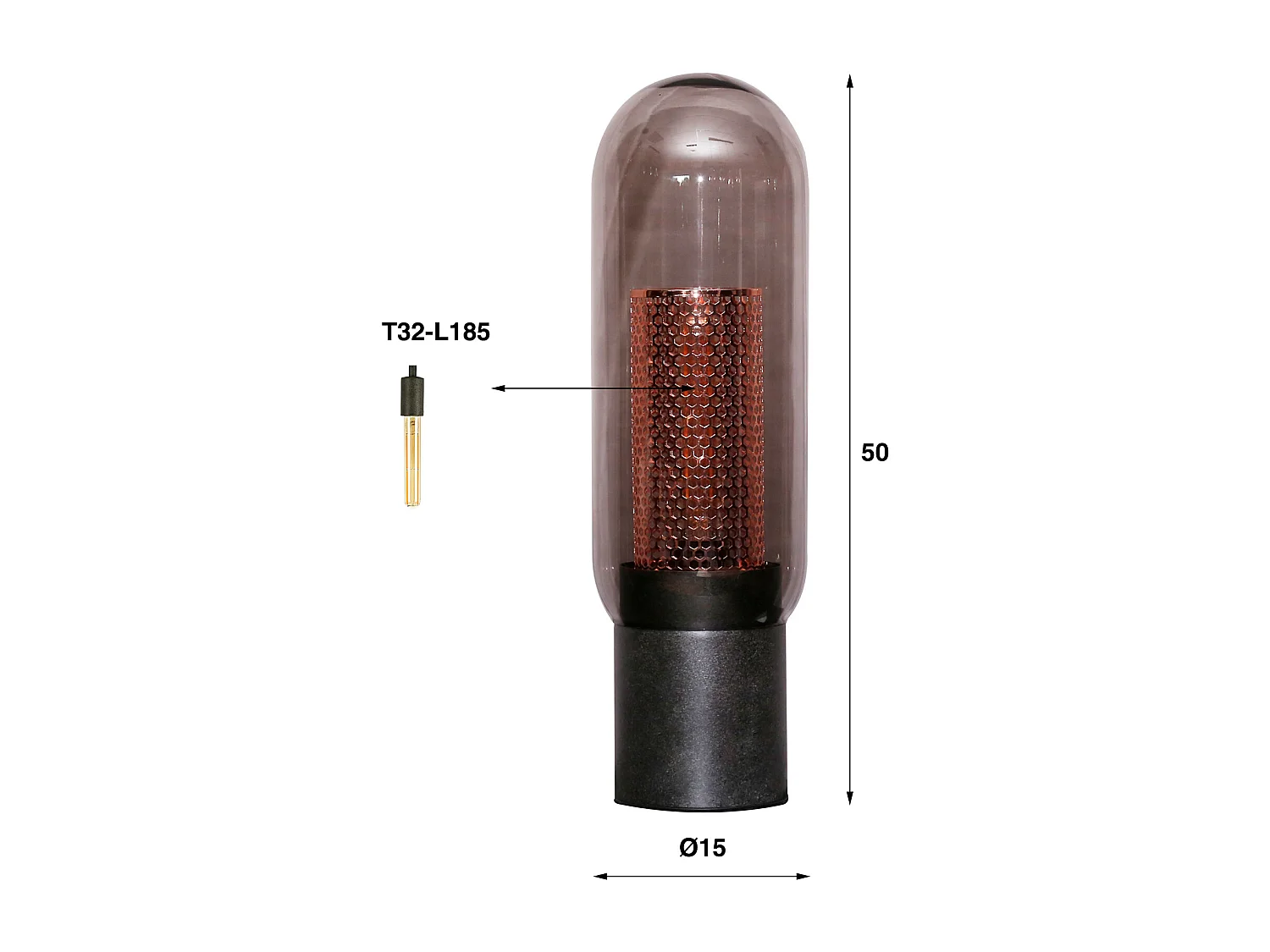 Lámpara de mesa Smoke - Acero perforado en vidrio - Negro ártico