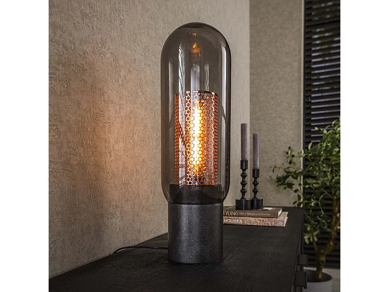 Tafellamp Smoke - Glas-geperforeerd Staal - Artic zwart