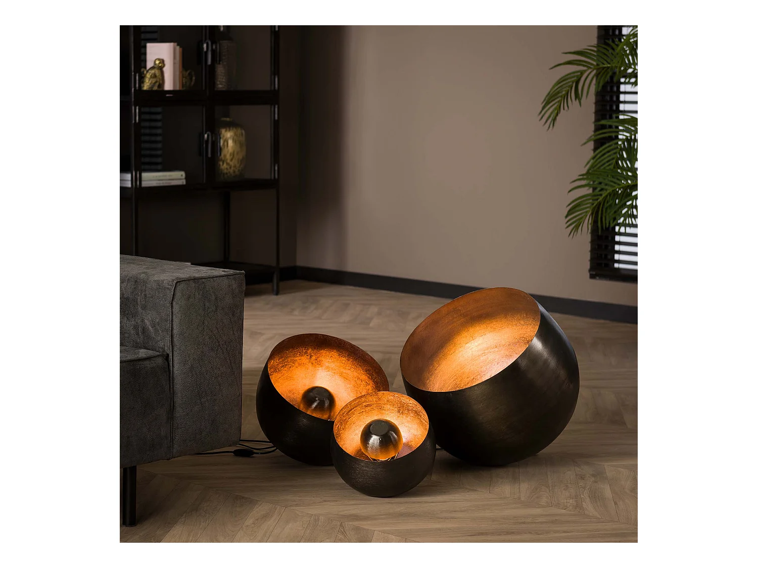 Lampe de table Basket XL - Ø50 - Ronde - Noir/Gris