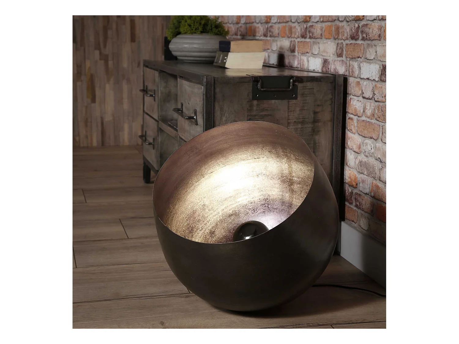 Lampe de table Basket XL - Ø50 - Ronde - Noir/Gris