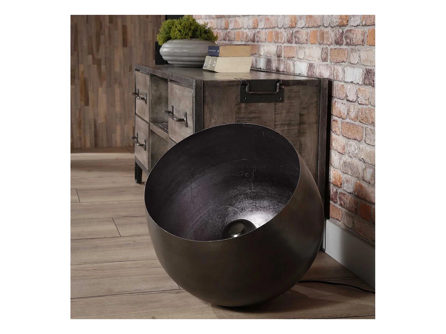 Lampe de table Basket XL - Ø50 - Ronde - Noir/Gris