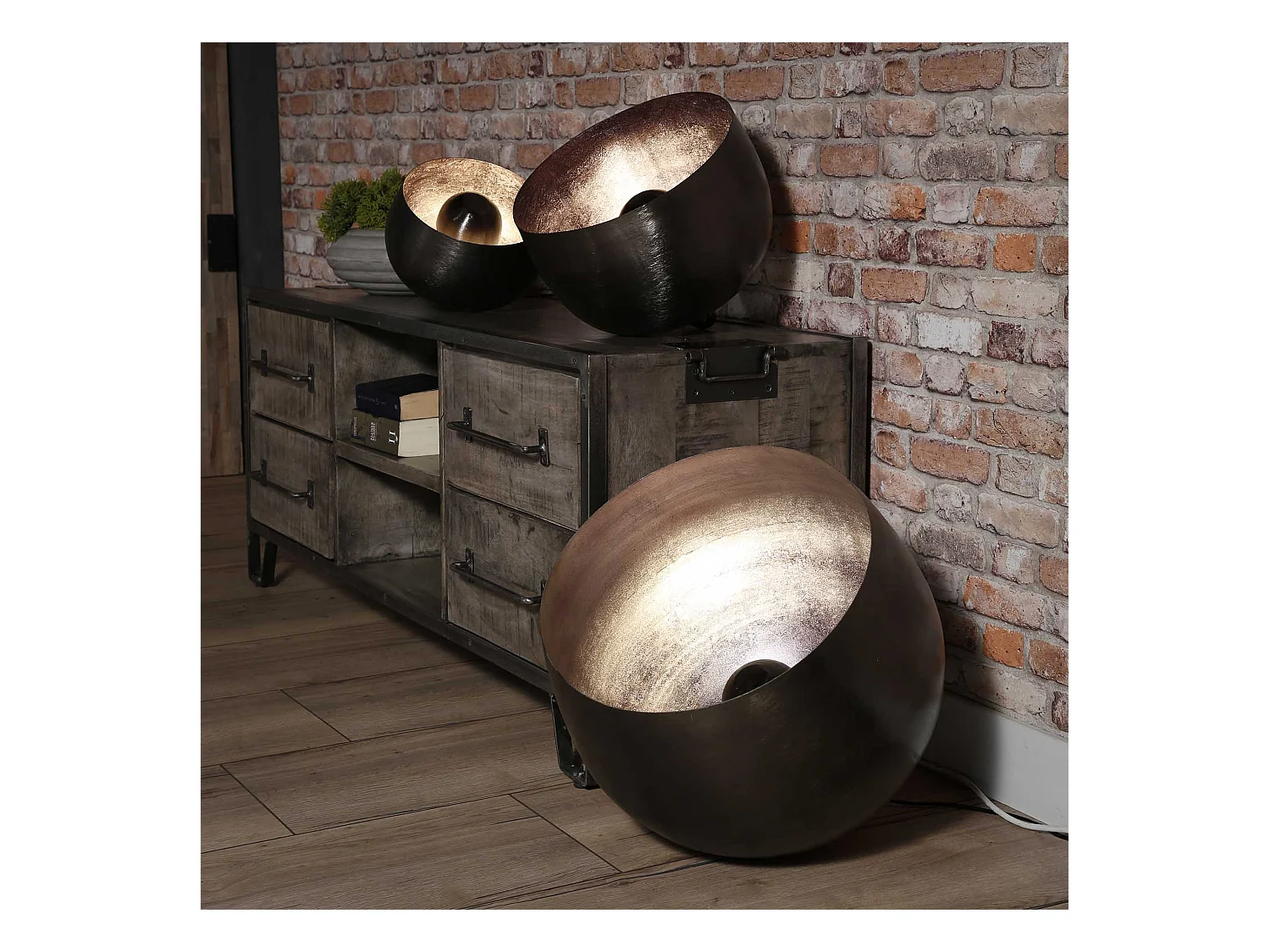 Lampe de table Basket XL - Ø50 - Ronde - Noir/Gris