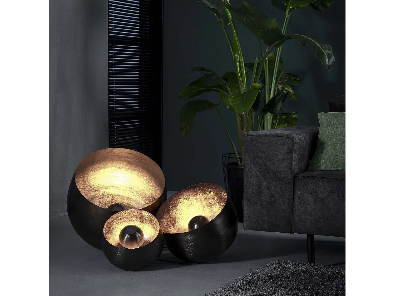 Lampe de table Basket XL - Ø50 - Ronde - Noir/Gris