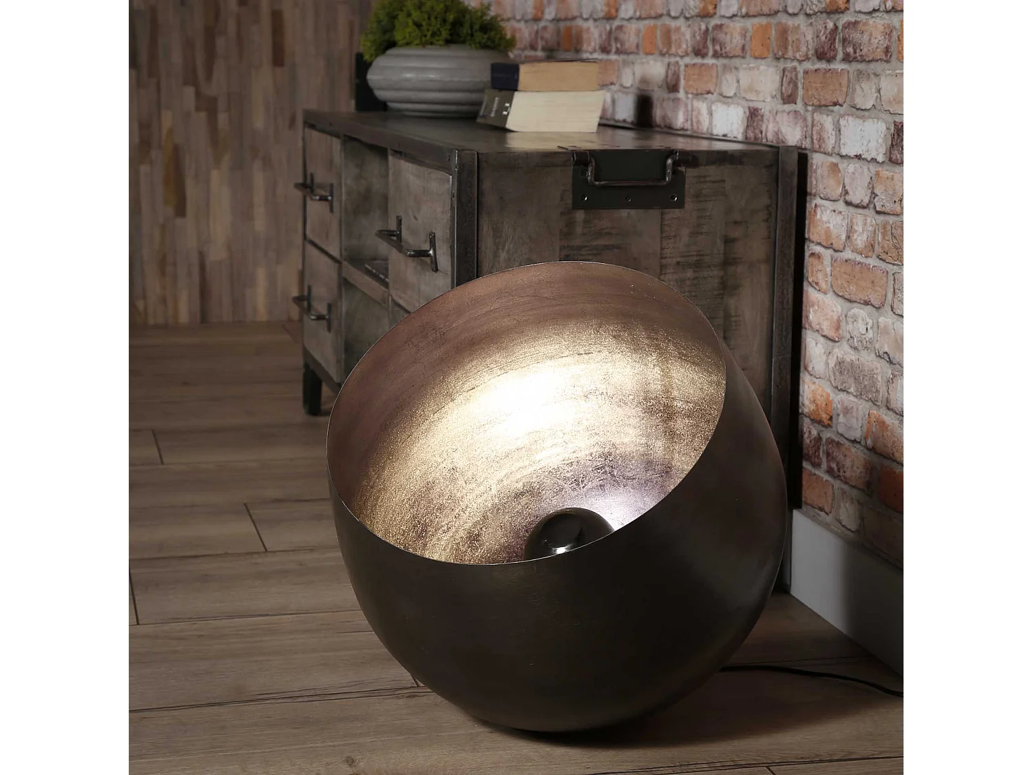 Lampe de table Basket XL - Ø50 - Ronde - Noir/Gris