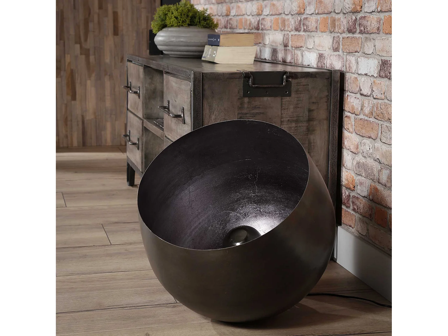 Lampe de table Basket XL - Ø50 - Ronde - Noir/Gris