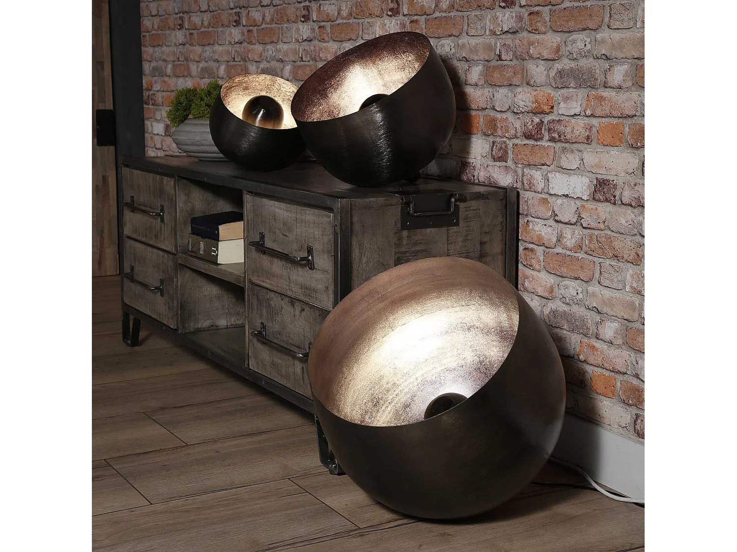 Lampe de table Basket XL - Ø50 - Ronde - Noir/Gris