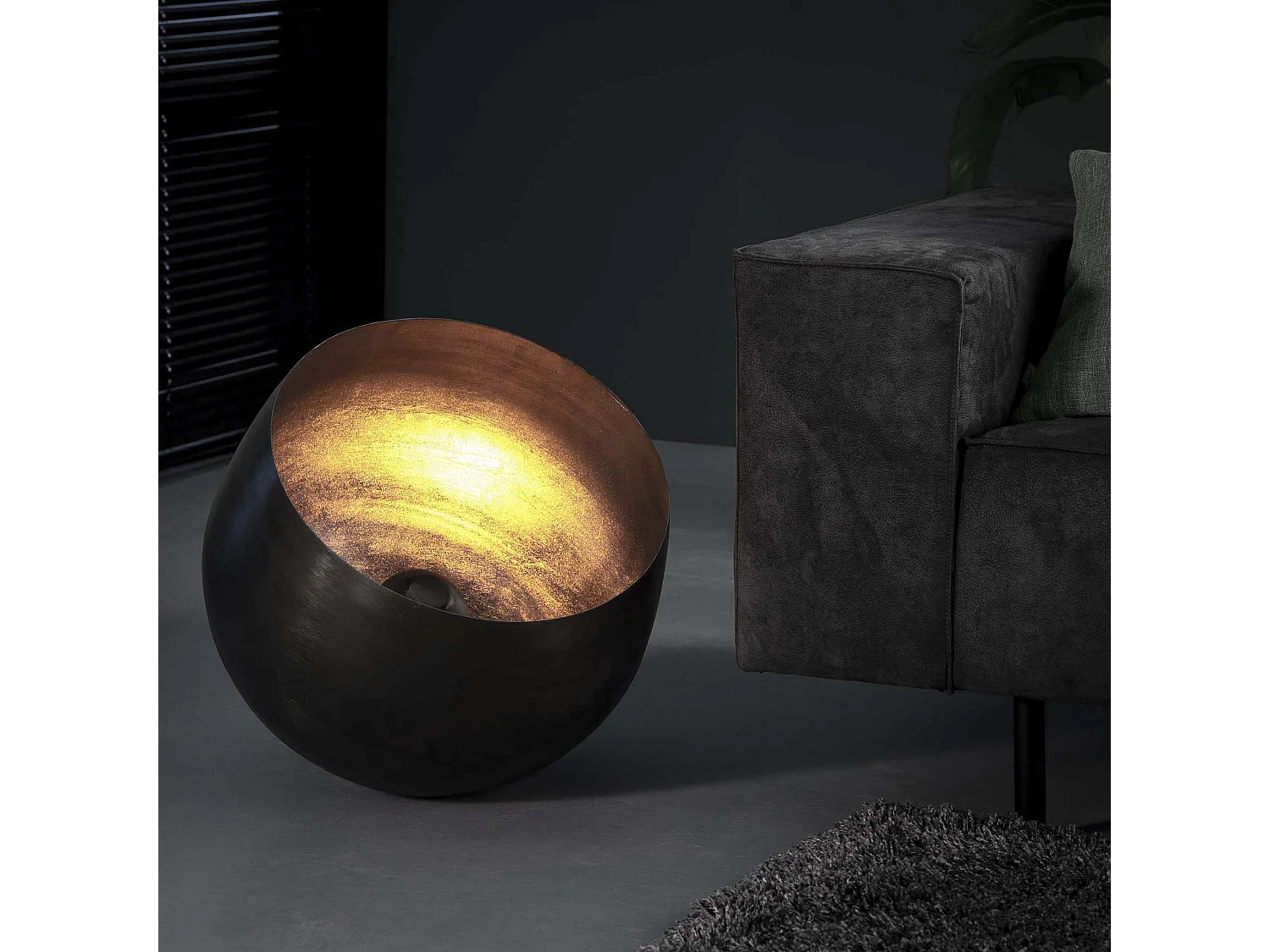 Lampe de table Basket XL - Ø50 - Ronde - Noir/Gris