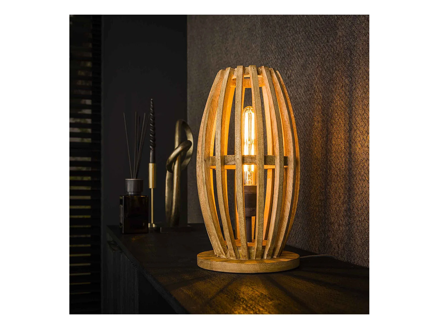 Lampe de table 1L Orbit - Mangue massif naturel