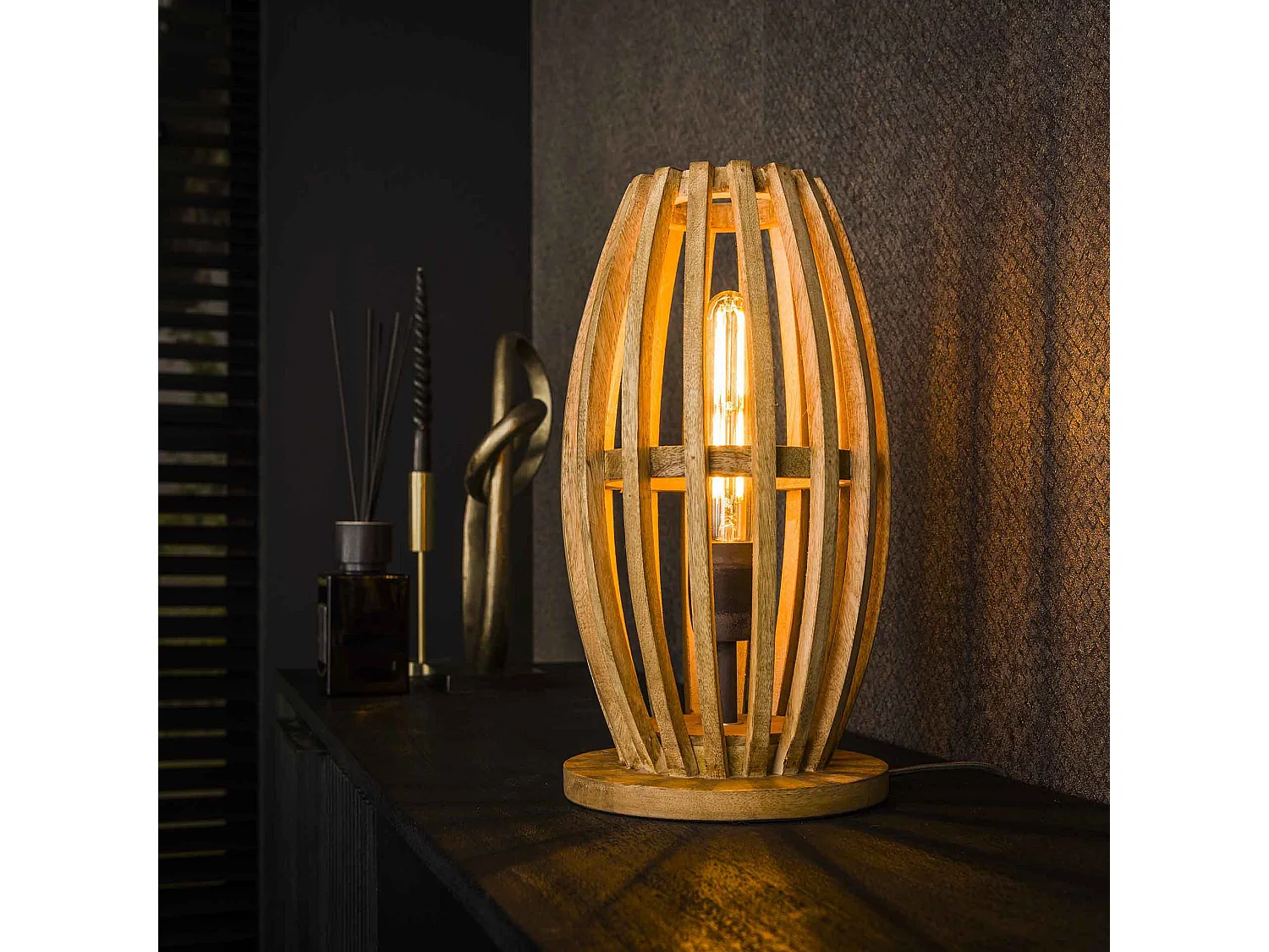 Lampe de table 1L Orbit - Mangue massif naturel