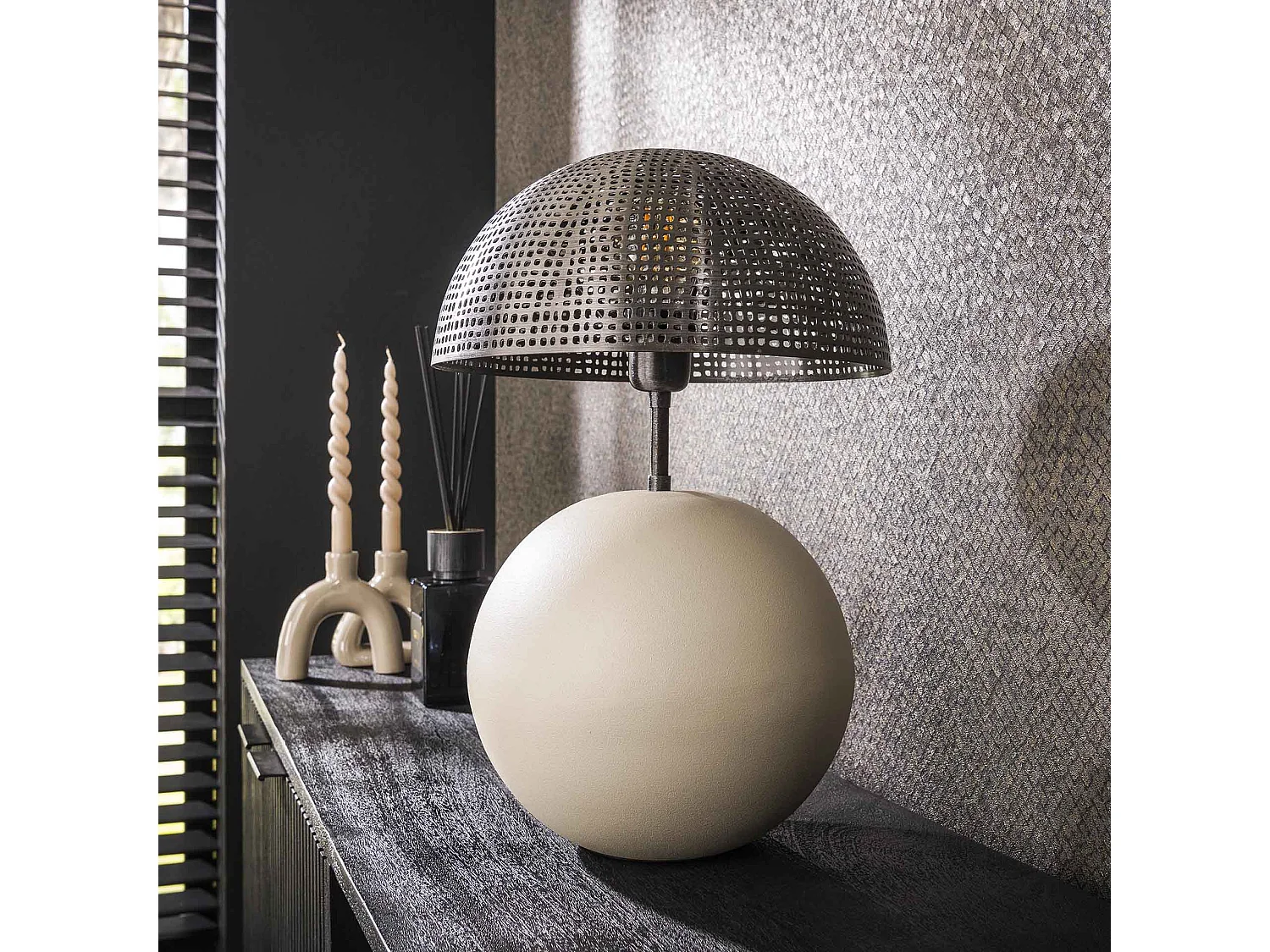 Tischleuchte 1L Sphere Natural - Naturgrau