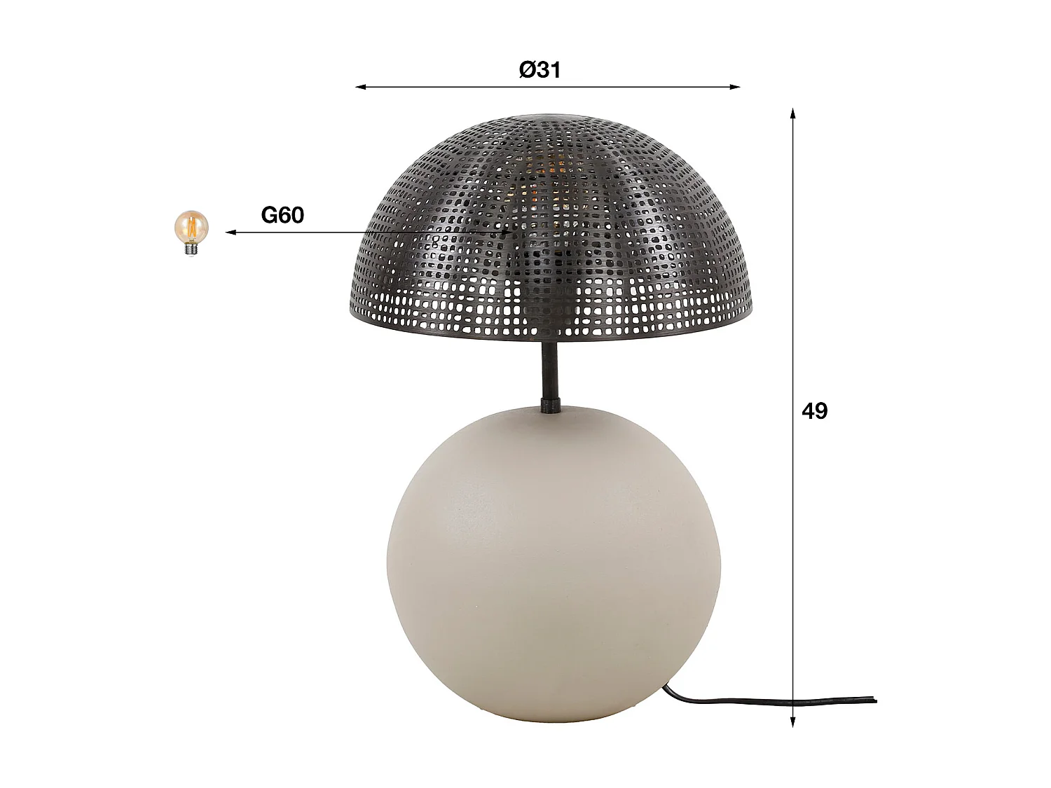 Tischleuchte 1L Sphere Natural - Naturgrau