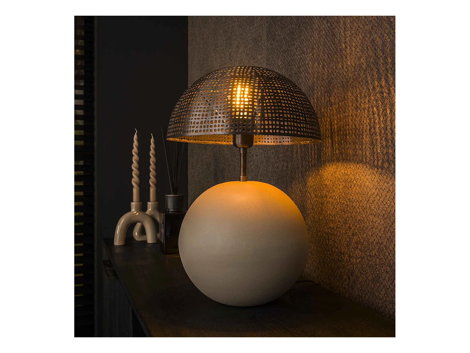 Lampe de table 1L Sphère Naturelle - Gris Naturel