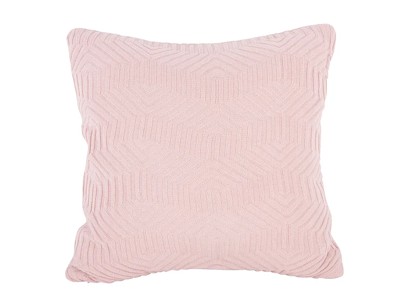 Coussin décoratif en nid d'abeille tricoté - Rose tendre