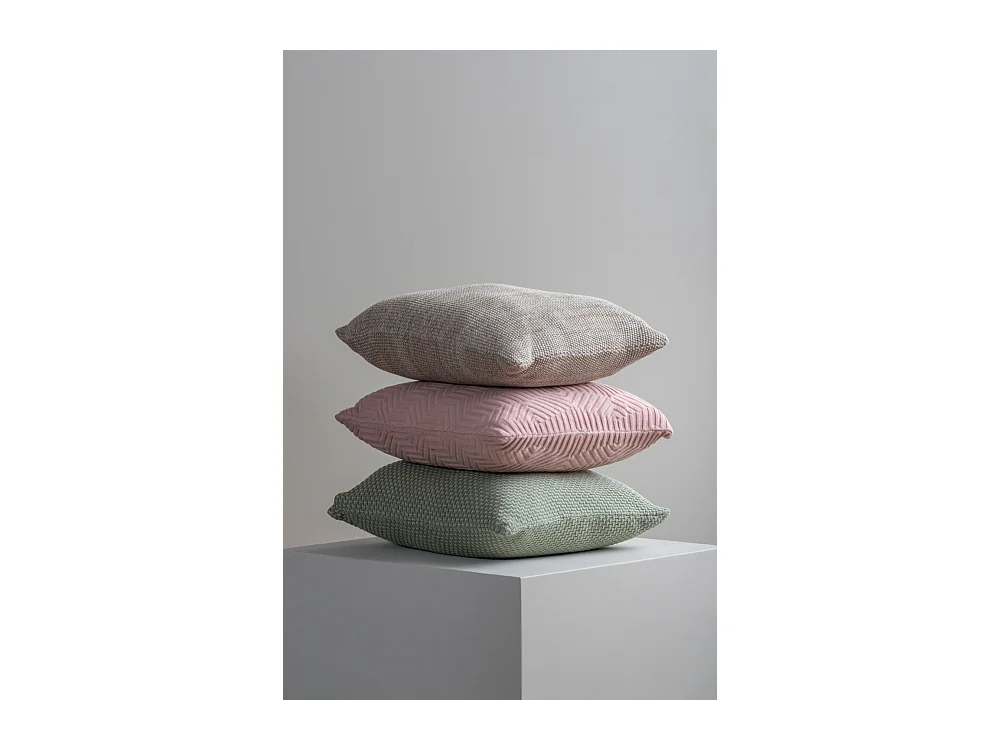 Coussin décoratif en nid d'abeille tricoté - Rose tendre