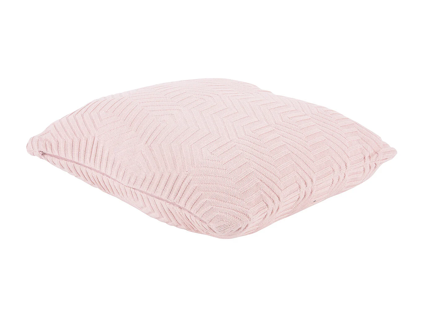 Coussin décoratif en nid d'abeille tricoté - Rose tendre