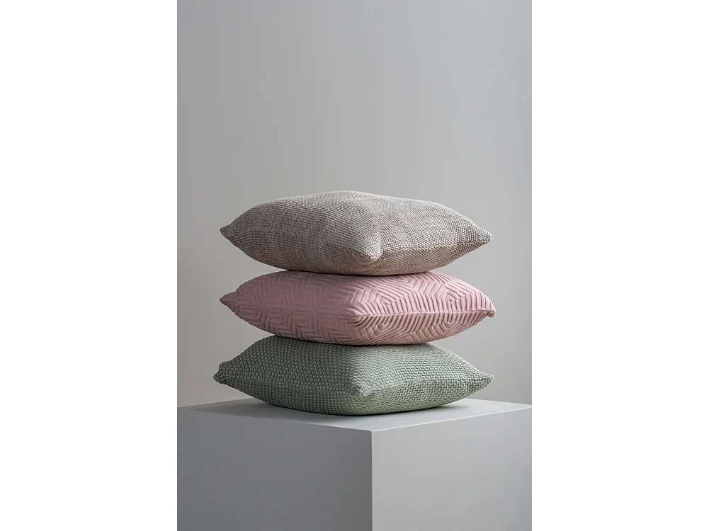 Coussin décoratif en nid d'abeille tricoté - Rose tendre