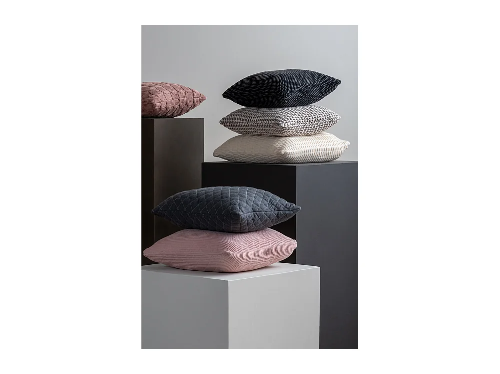 Coussin décoratif tricoté zigzag - Rose tendre