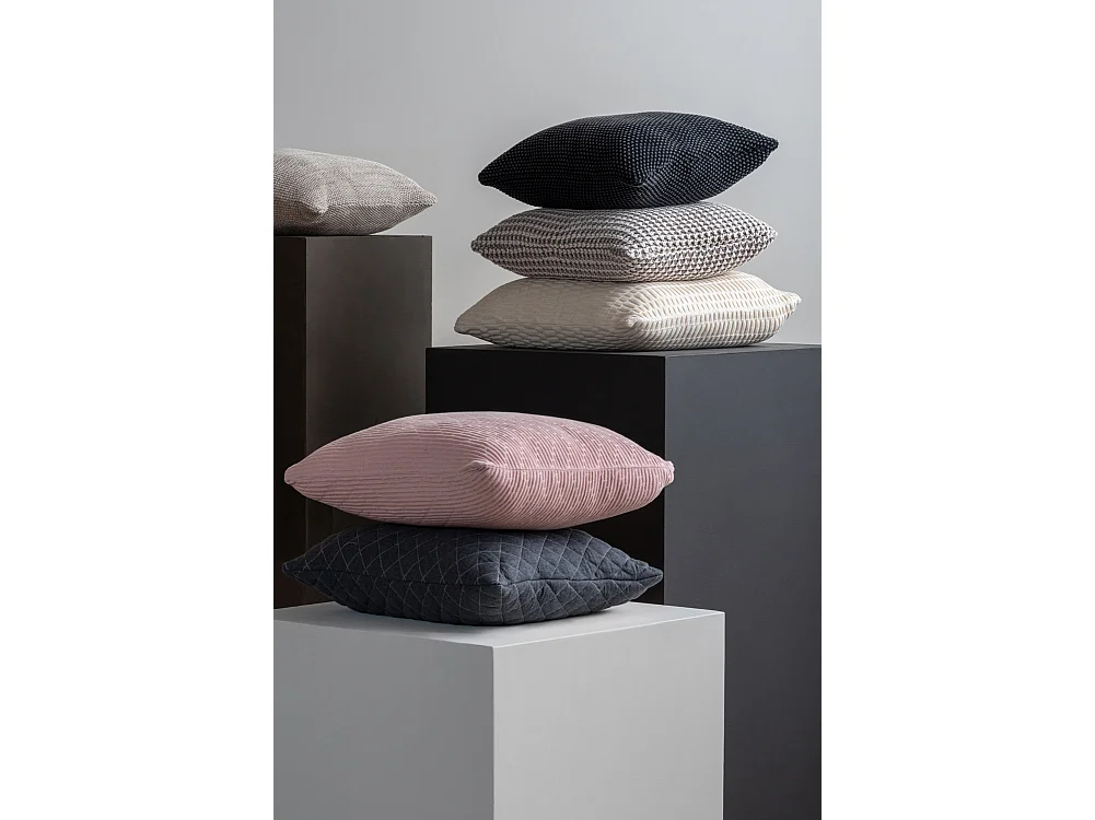 Coussin décoratif tricoté zigzag - Rose tendre