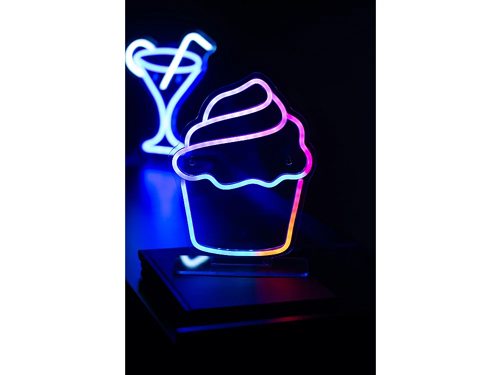 Cupcake à lumière néon changeante de couleur - Multicolore