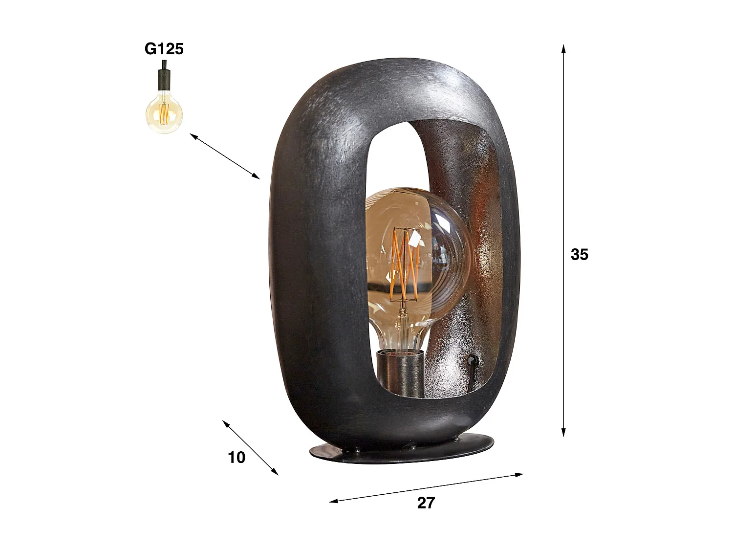Lampe de table Arch L - Nickel noir