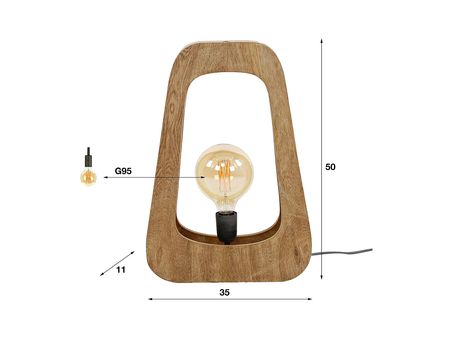 Lampe de table 1L Bray - Manguier massif naturel
