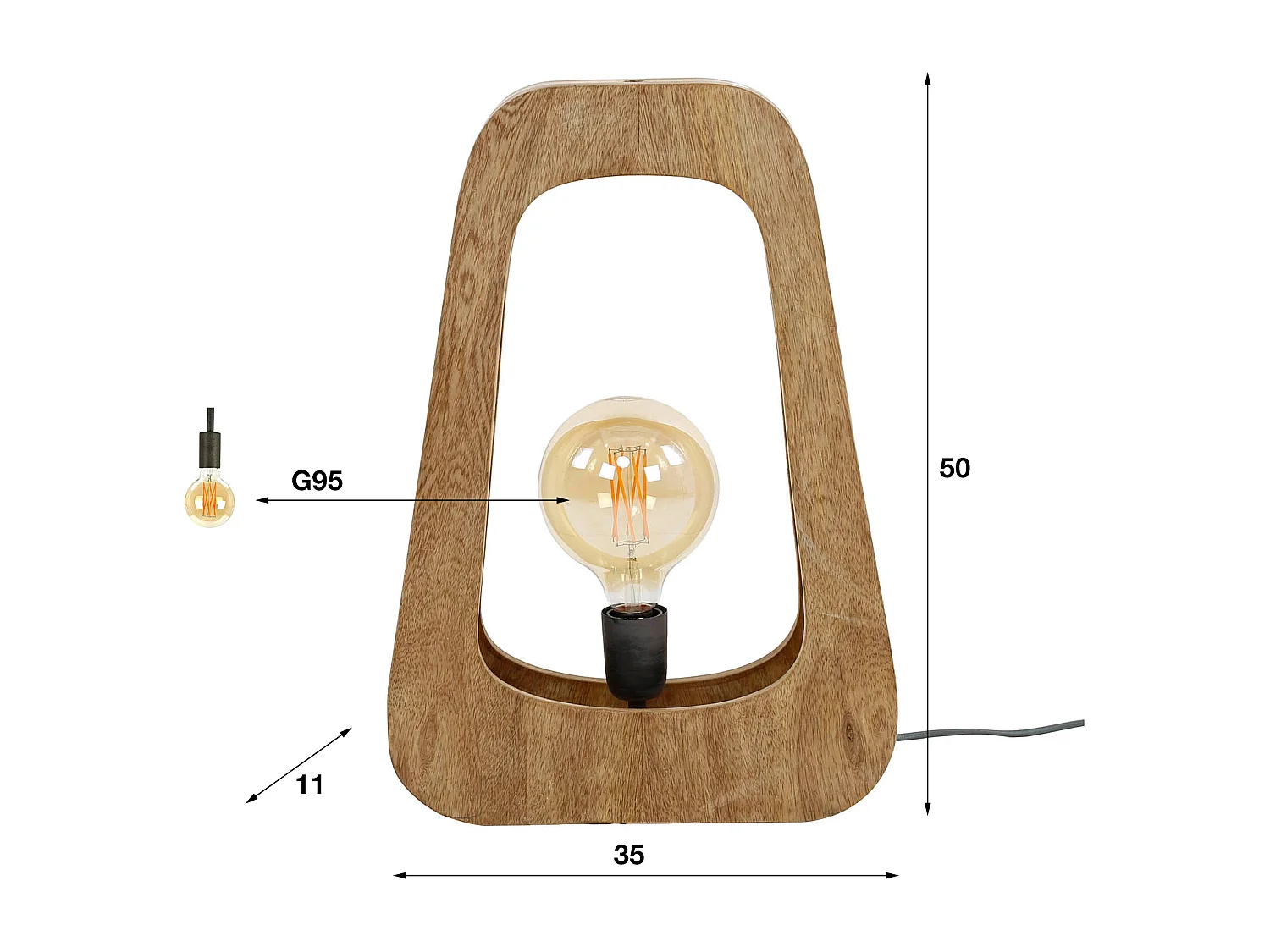 Lampe de table 1L Bray - Manguier massif naturel