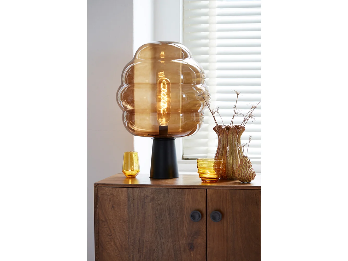 Tafellamp MISTY  - 30x30x46cm - Bruin