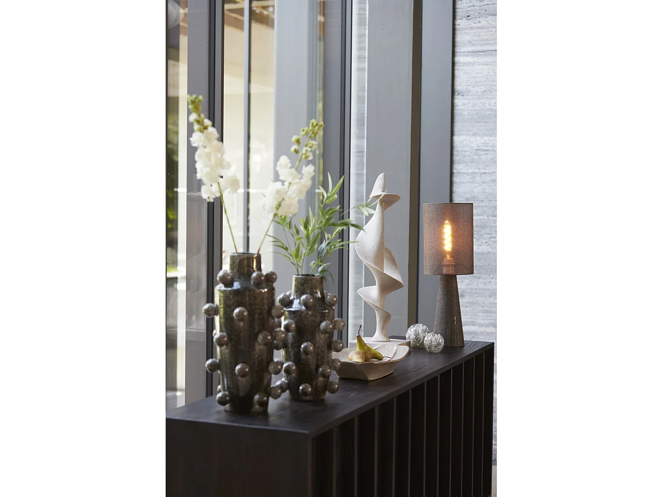 Lampe de table MICKY - Ø20x58cm - Marron