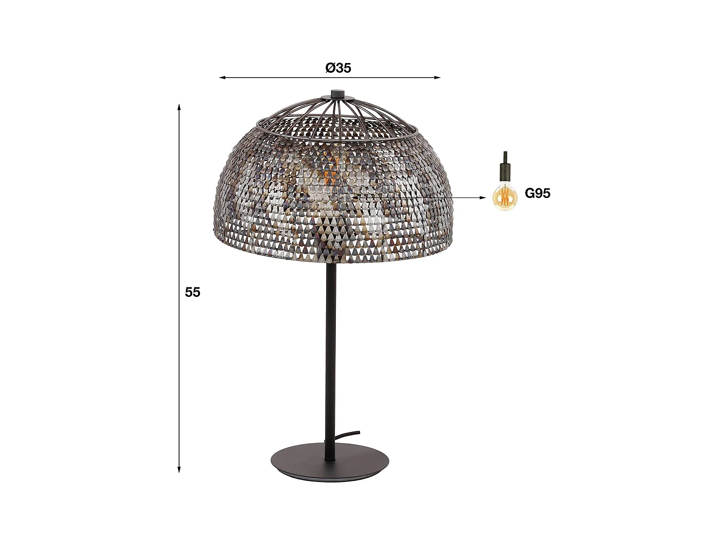 Lampe de table Ø35 Armor Open - Noir Marron