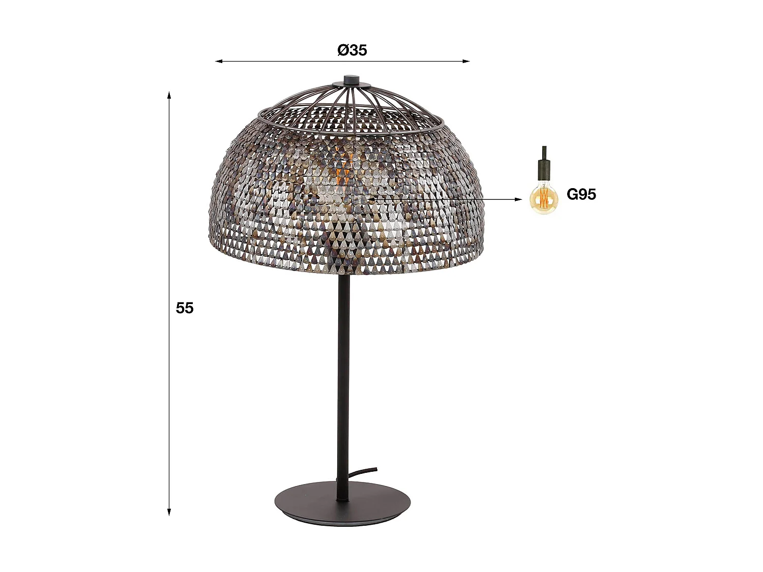 Lampe de table Ø35 Armor Open - Noir Marron