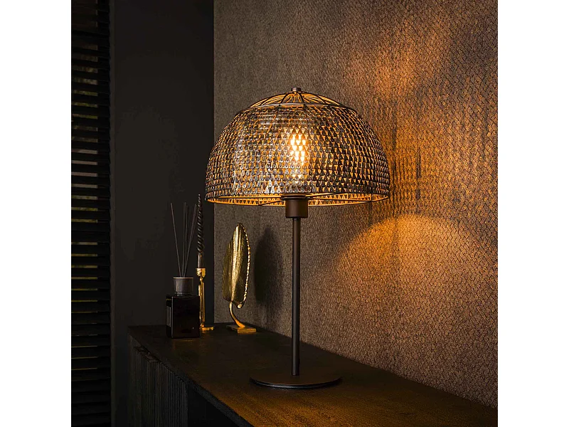 Lampe de table Ø35 Armor Open - Noir Marron