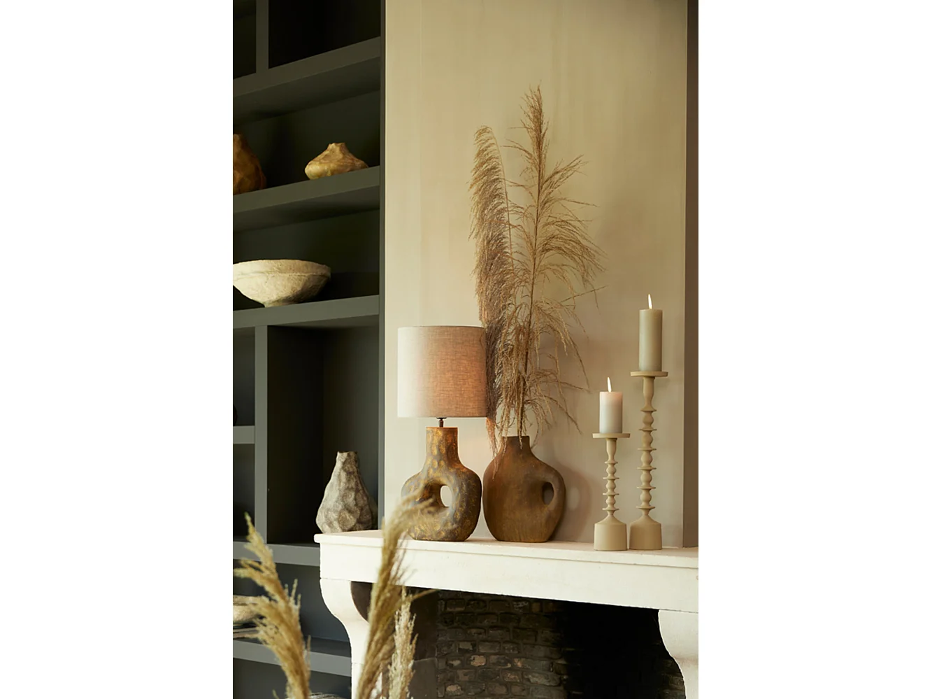 Pied de lampe TARUGI - 32,5x12x47,5cm - Marron