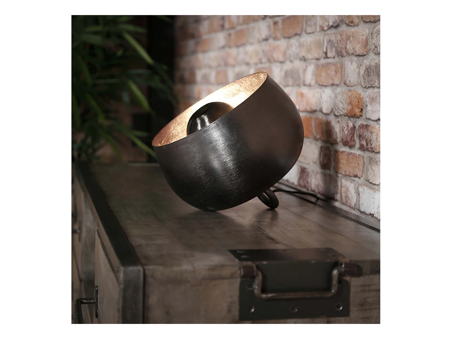 Lampe de table Basket - Ø28 - Gris/Noir