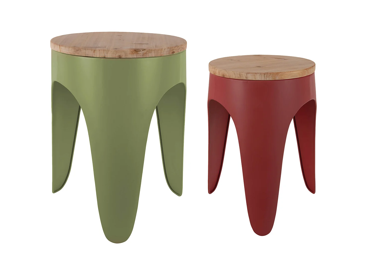 Ensemble de tabourets Double Funky - Vert armée et ocre rouge