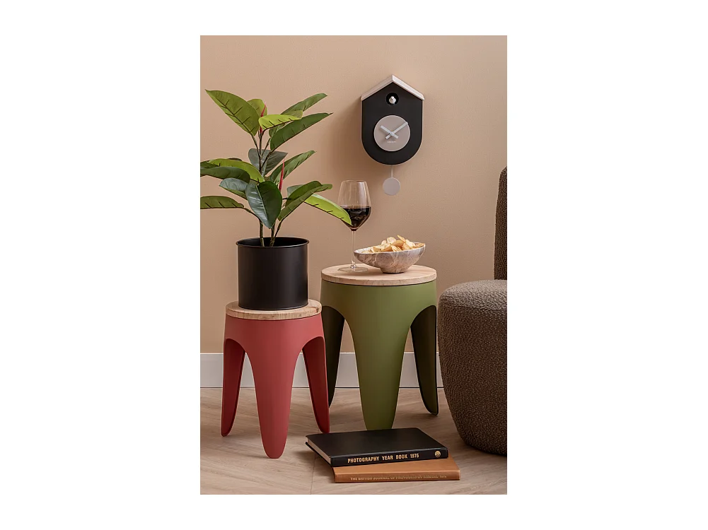 Ensemble de tabourets Double Funky - Vert armée et ocre rouge