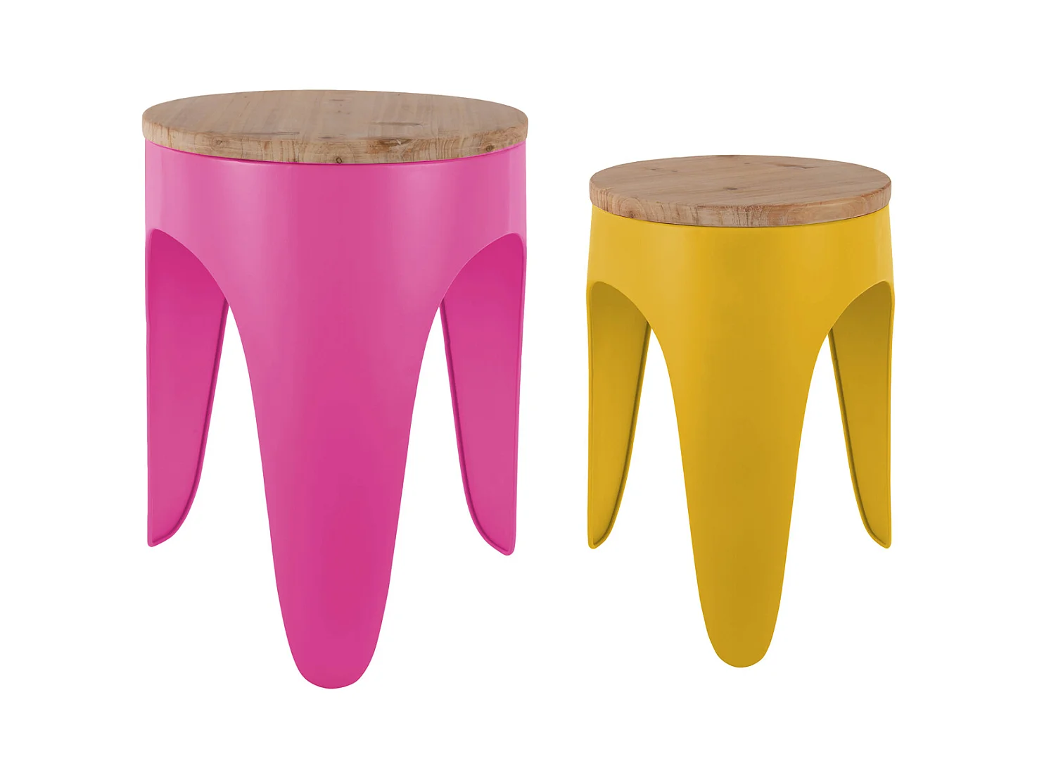 Ensemble de tabourets Double Funky - Rose vif et jaune vif