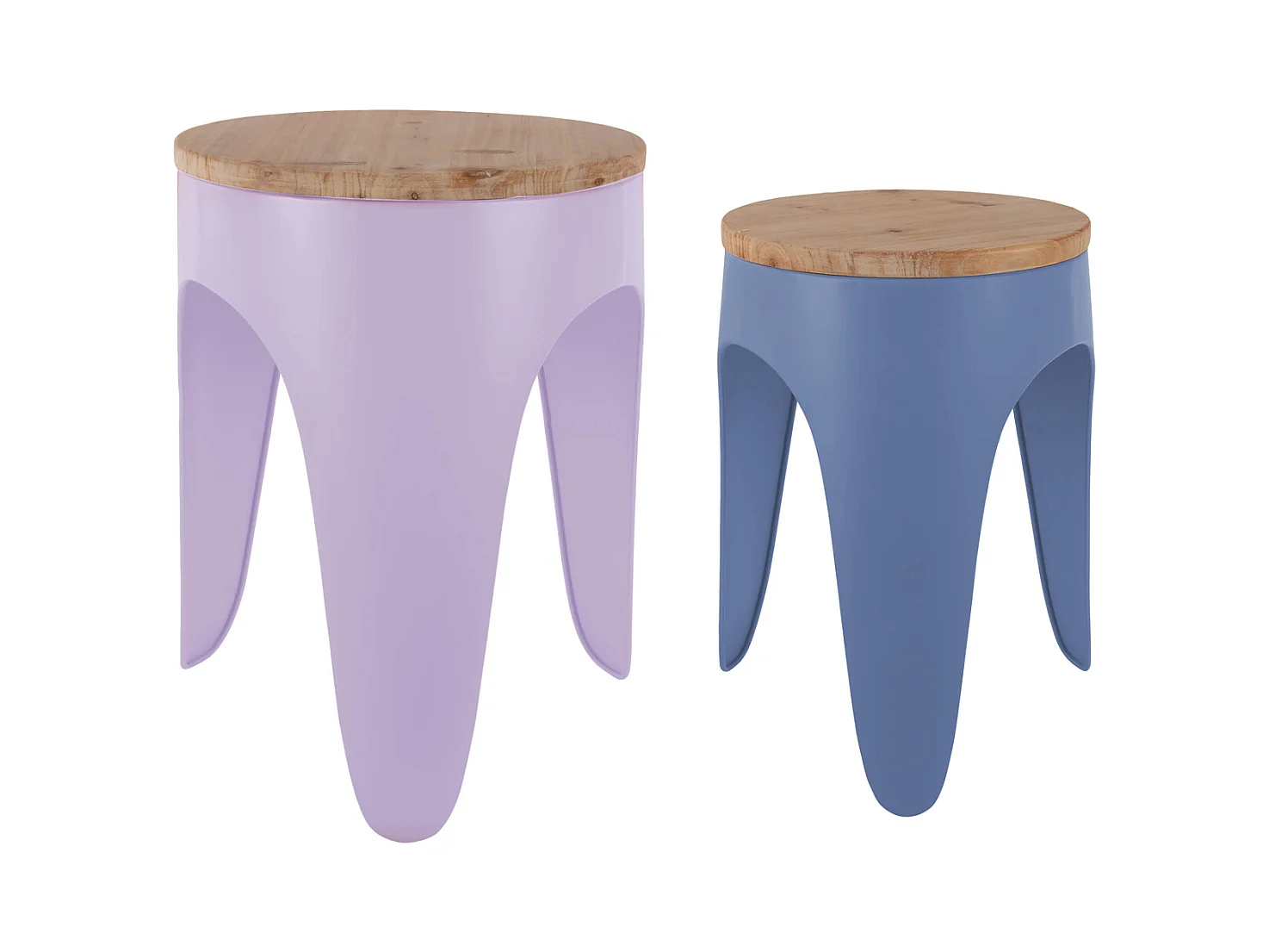 Ensemble de tabourets doubles Funky - Violet doux et bleu classique