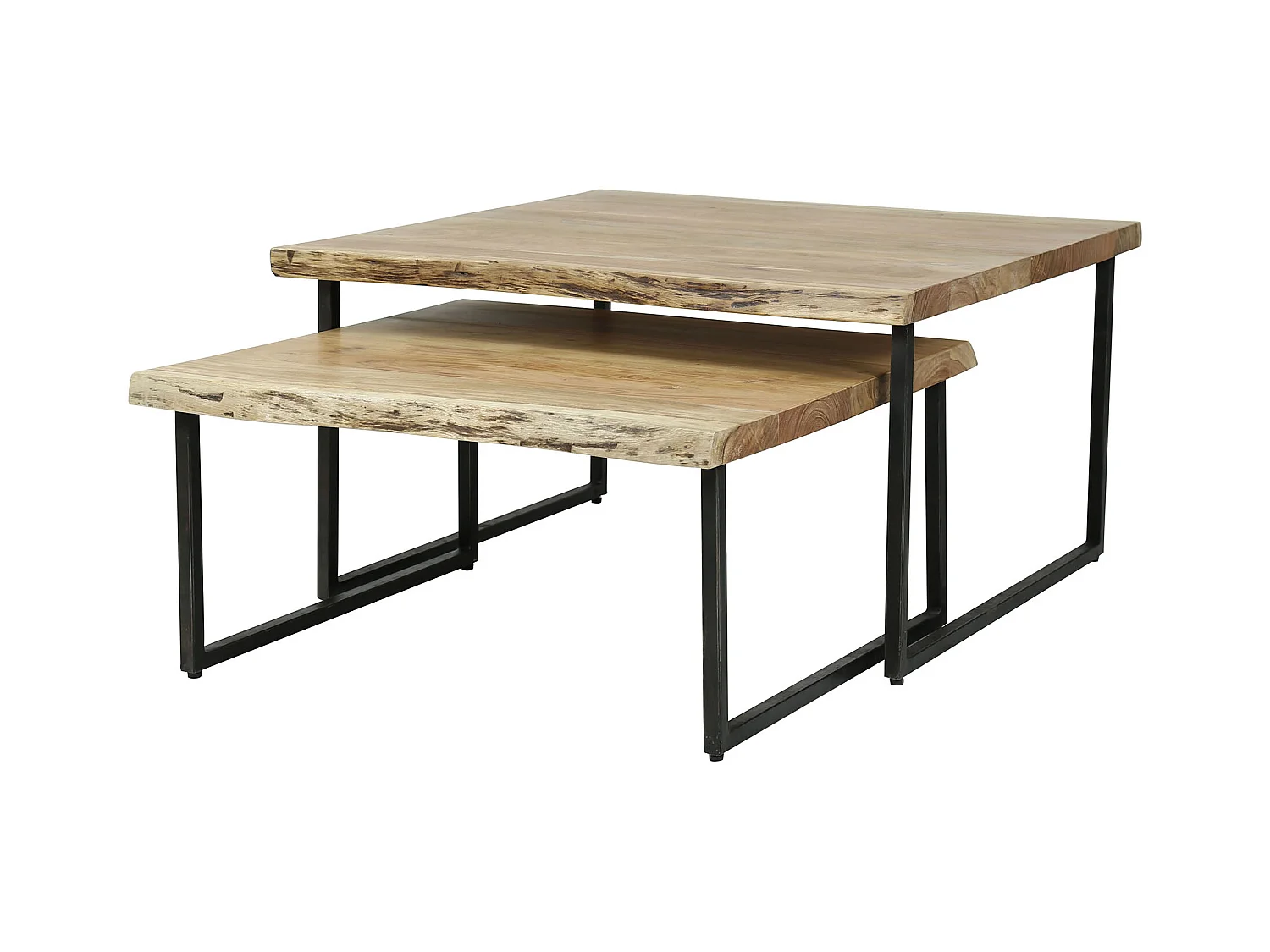 Table basse Edge - Ensemble - Bois d'acacia - 2 pièces - 80x80x45