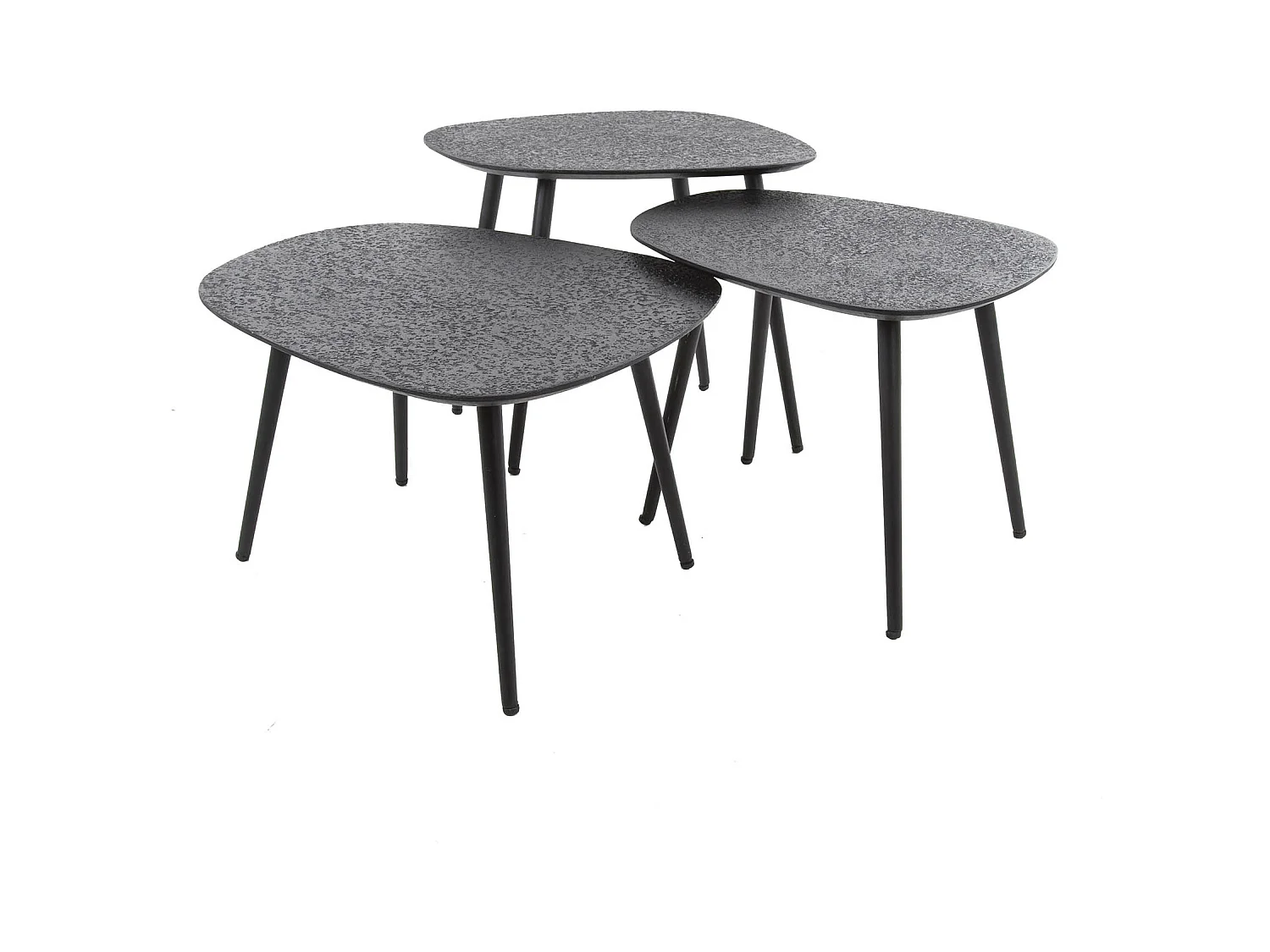 Table basse métallique - Gris - Lot de 3