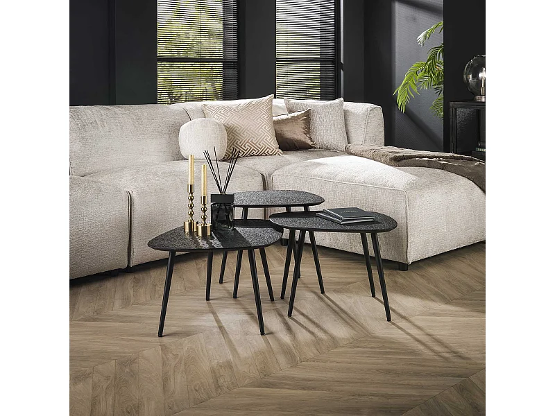 Table basse métallique - Gris - Lot de 3