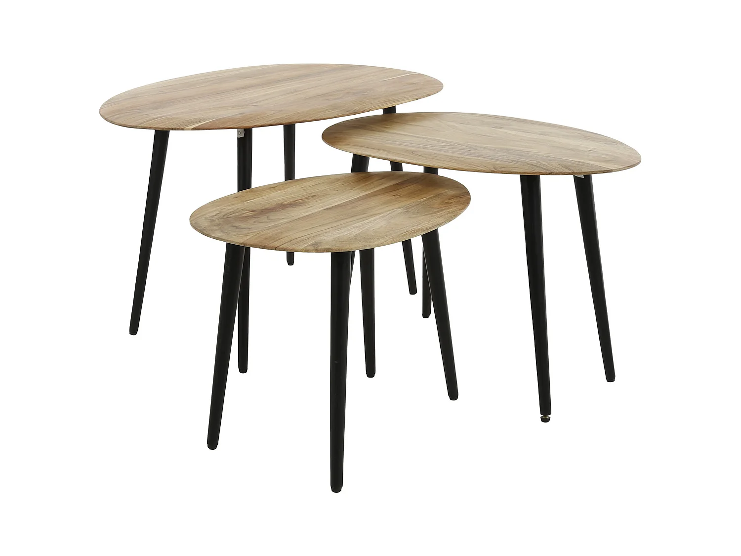 Ensemble de tables basses bio - Acacia massif naturel - Lot de 3