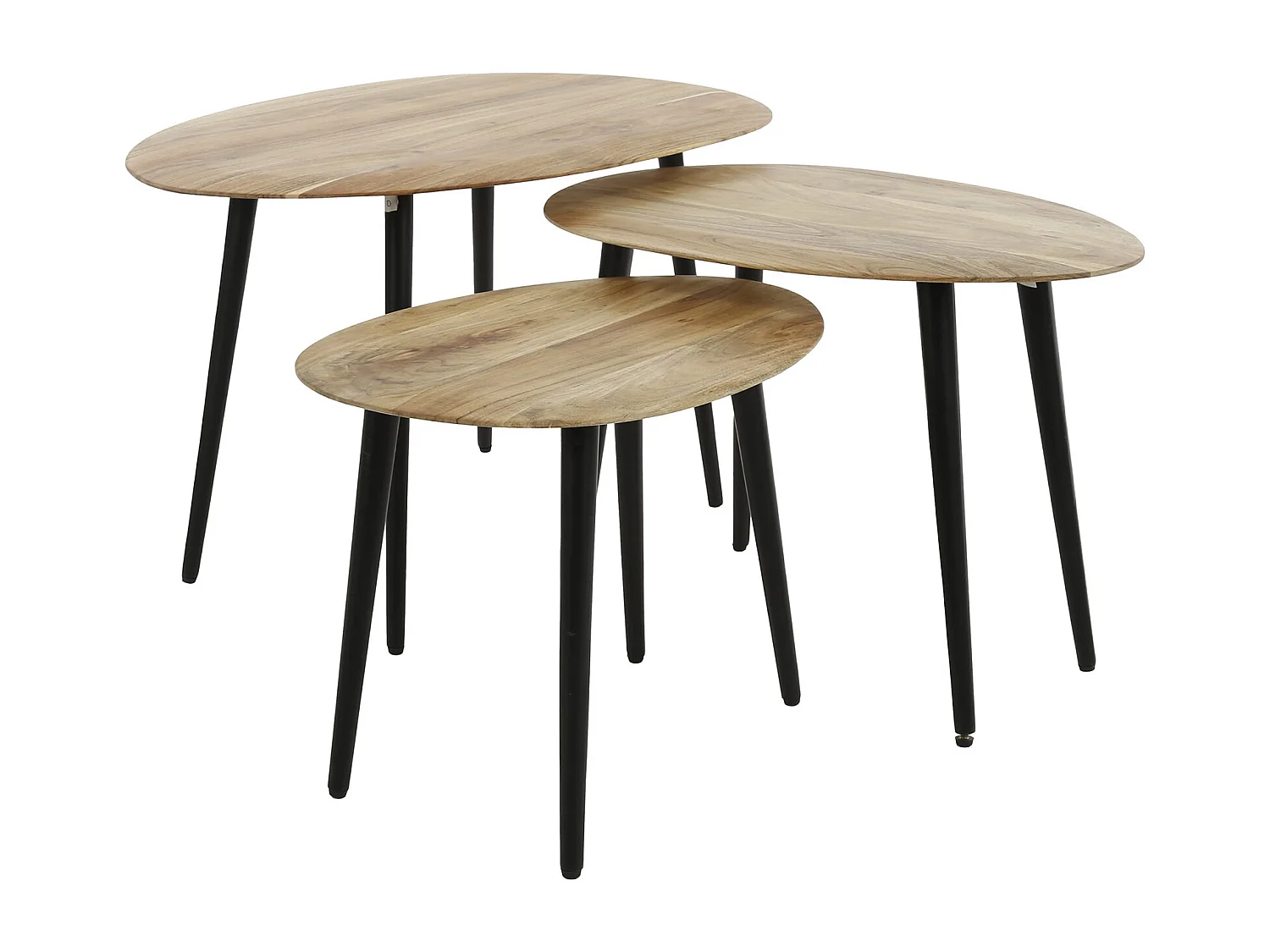 Juego de mesa de centro orgánico - Acacia maciza natural - Juego de 3