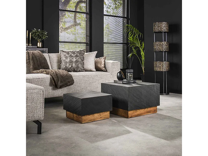 Salontafel Blox Slate - Leisteen -  Set van 2