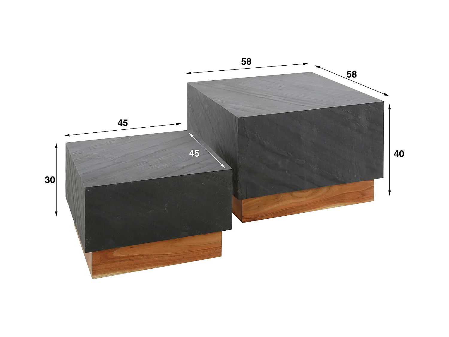 Table basse Blox Slate - Ardoise - Lot de 2